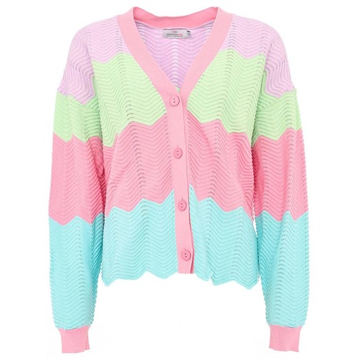 Sweter damski wielokolorowy Zwillingsherz z dekoltem w serek