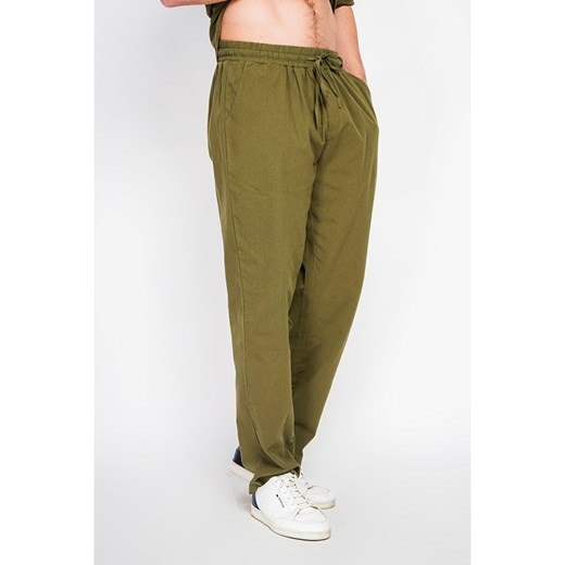 Secret du Lin Lniane spodnie w kolorze khaki Secret Du Lin 48 promocyjna cena Limango Polska