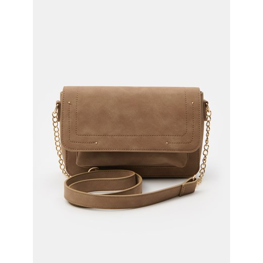 Sinsay - Mała torebka z imitacji zamszu - beżowy Sinsay One Size Sinsay