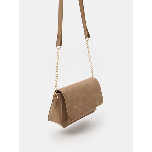 Sinsay - Mała torebka z imitacji zamszu - beżowy Sinsay One Size Sinsay