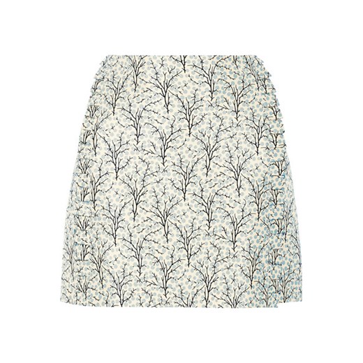 Printed cotton and silk-blend mini skirt net-a-porter zielony mini
