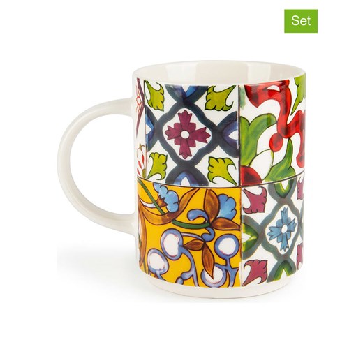 Trendy Kitchen by EXCÉLSA Kubki (4 szt.) &quot;Lisbona&quot; ze wzorem - 300 ml ze sklepu Limango Polska w kategorii Kubki - zdjęcie 183802928
