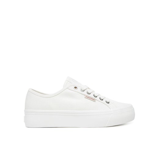 Tenisówki Calvin Klein Jeans Vulc Flatform Ctn Logo Tag YW0YW01838 Biały ze sklepu eobuwie.pl w kategorii Trampki damskie - zdjęcie 183807337