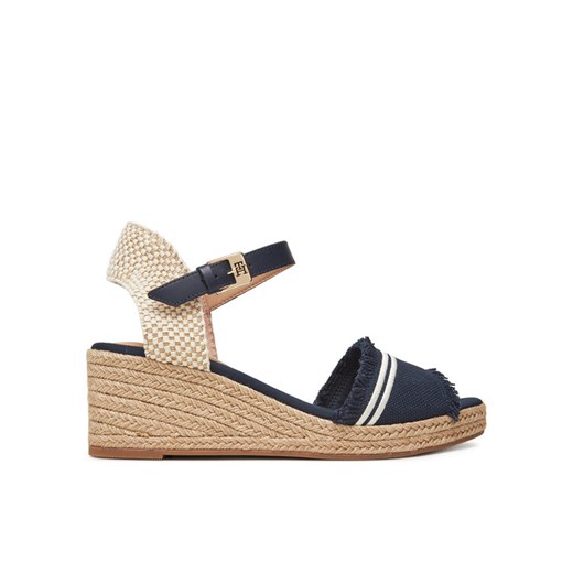 Espadryle Tommy Hilfiger Fringe Canvas Medium Wedge FW0FW08879 Granatowy ze sklepu eobuwie.pl w kategorii Espadryle damskie - zdjęcie 183807387