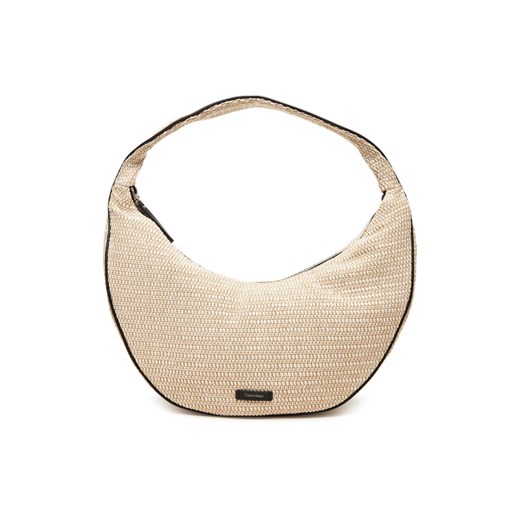 Torebka Calvin Klein Pinched Raffia Large Shoulder Ba LV04F3060G Beżowy ze sklepu eobuwie.pl w kategorii Torebki hobo - zdjęcie 183807648