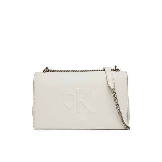 Torebka Calvin Klein Jeans Sculpted Ew Flap Conv Chain LV04K3035G Biały ze sklepu eobuwie.pl w kategorii Kopertówki - zdjęcie 183807807