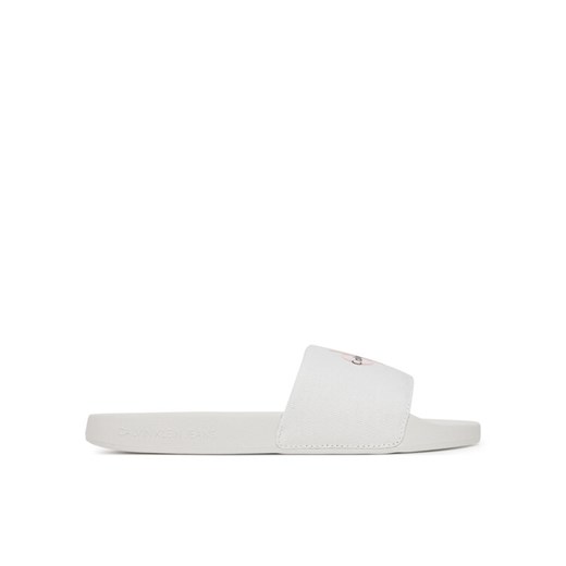 Japonki Calvin Klein Jeans Slide Monogram Wn Logo Ck YW0YW01967 Biały ze sklepu eobuwie.pl w kategorii Klapki damskie - zdjęcie 183807825