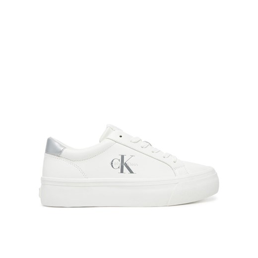Sneakersy Calvin Klein Jeans Vulc Flatf Lth Silver Logo Tag YW0YW01877 Biały ze sklepu eobuwie.pl w kategorii Buty sportowe damskie - zdjęcie 183807888