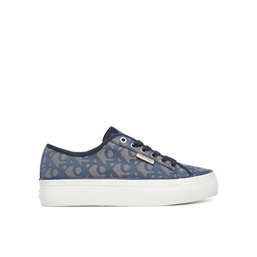 Sneakersy Calvin Klein Jeans Vulc Flatf Jacquard YW0YW01965 Granatowy ze sklepu eobuwie.pl w kategorii Buty sportowe damskie - zdjęcie 183808117