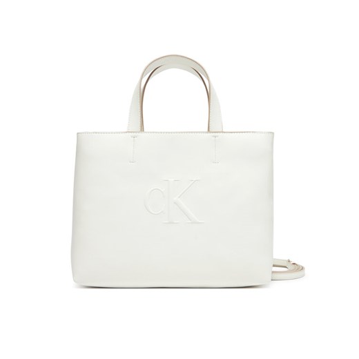 Torebka Calvin Klein Jeans Sculpted Mini Ew Tote LV04K3111G Biały ze sklepu eobuwie.pl w kategorii Torby Shopper bag - zdjęcie 183808305