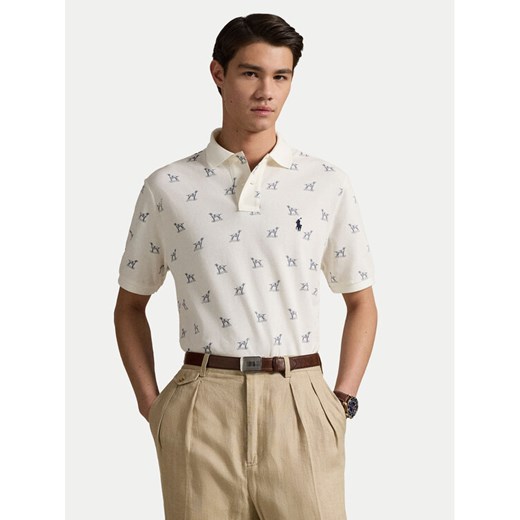 Polo Ralph Lauren Polo 710974597001 Écru Custom Slim Fit ze sklepu MODIVO w kategorii T-shirty męskie - zdjęcie 183813176