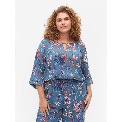 Zizzi Bluzka V00040E Niebieski Loose Fit Zizzi 3XL MODIVO