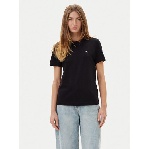 Calvin Klein Jeans T-Shirt LV047B224G Czarny Regular Fit ze sklepu MODIVO w kategorii Bluzki damskie - zdjęcie 183813269