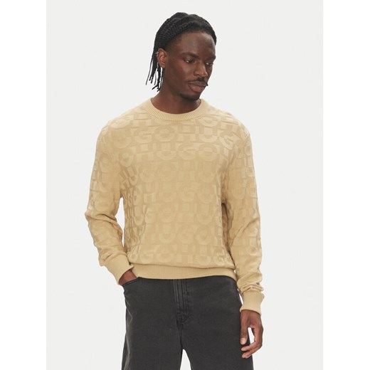 HUGO Sweter 50543785 Beżowy Regular Fit ze sklepu MODIVO w kategorii Swetry męskie - zdjęcie 183813485