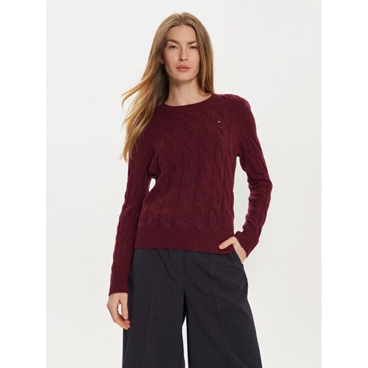 Tommy Hilfiger Sweter WW0WW43586 Bordowy Regular Fit ze sklepu MODIVO w kategorii Swetry damskie - zdjęcie 183813629