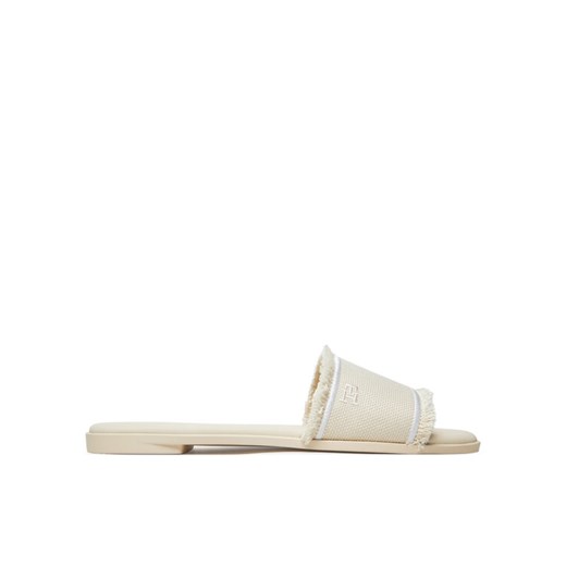Tommy Hilfiger Klapki Fringe Canvas Flat Sandal FW0FW08908 Beżowy ze sklepu MODIVO w kategorii Klapki damskie - zdjęcie 183813699