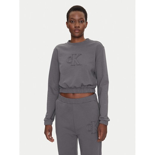 Calvin Klein Jeans Bluza J20J225363 Szary Regular Fit ze sklepu MODIVO w kategorii Bluzy damskie - zdjęcie 183813927