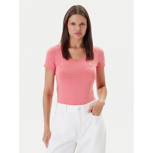 Guess T-Shirt W2YI45 J1314 Różowy Slim Fit ze sklepu MODIVO w kategorii Bluzki damskie - zdjęcie 183814197