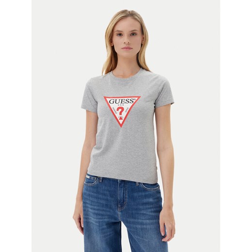 Guess Jeans T-Shirt W4YI04 J1314 Szary Slim Fit ze sklepu MODIVO w kategorii Bluzki damskie - zdjęcie 183814286