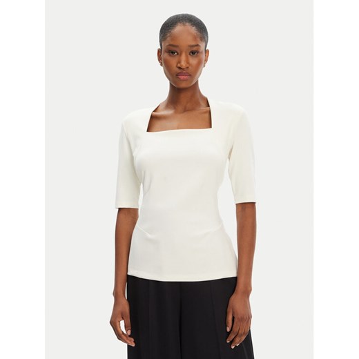 BOSS Bluzka Egamma 50541894 Écru Slim Fit ze sklepu MODIVO w kategorii Bluzki damskie - zdjęcie 183814525