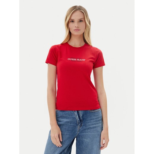 Guess Jeans T-Shirt W5RI4 2K8HM0 Czerwony Regular Fit ze sklepu MODIVO w kategorii Bluzki damskie - zdjęcie 183814785
