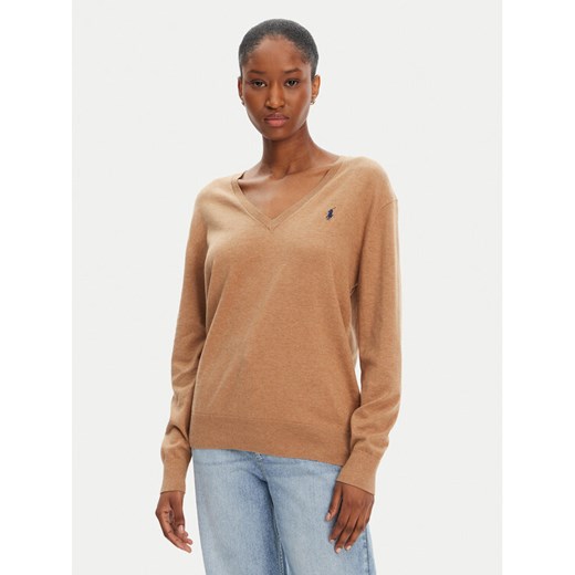 Polo Ralph Lauren Sweter 211972105003 Beżowy Straight Fit ze sklepu MODIVO w kategorii Swetry damskie - zdjęcie 183815019