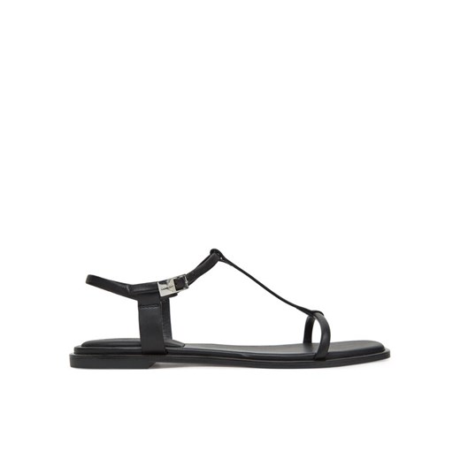 Calvin Klein Sandały Flat Sandal Squared Buckle Lth HW0HW02556 Czarny ze sklepu MODIVO w kategorii Sandały damskie - zdjęcie 183815138