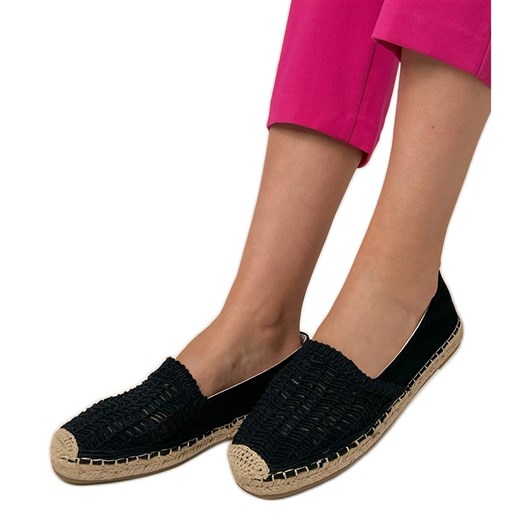 Czarne espadryle ażurowe na platformie ze sklepu ButyModne.pl w kategorii Espadryle damskie - zdjęcie 183824265