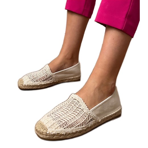 Beżowe espadryle ażurowe na platformie beżowy ze sklepu ButyModne.pl w kategorii Espadryle damskie - zdjęcie 183824268