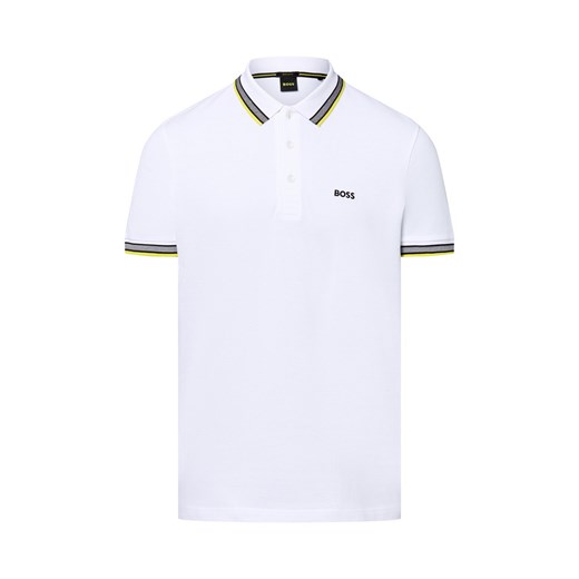 BOSS Green Męska koszulka polo - Paddy Mężczyźni Bawełna biały jednolity ze sklepu vangraaf w kategorii T-shirty męskie - zdjęcie 183825937