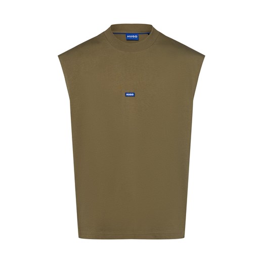 HUGO BLUE Męski podkoszulek - Navertz Mężczyźni Bawełna khaki jednolity ze sklepu vangraaf w kategorii T-shirty męskie - zdjęcie 183825979