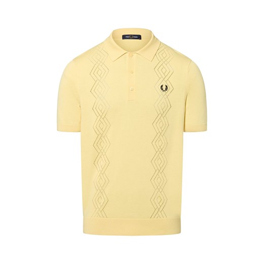 Fred Perry Męska koszulka polo Mężczyźni Bawełna żółty jednolity ze sklepu vangraaf w kategorii Swetry męskie - zdjęcie 183825997