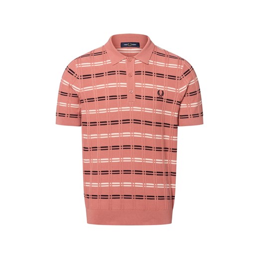 Fred Perry Męska koszulka polo Mężczyźni Bawełna brudny róż w kratkę ze sklepu vangraaf w kategorii T-shirty męskie - zdjęcie 183825999
