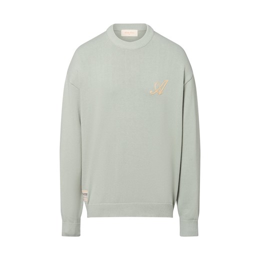 Another Cotton Lab Męski sweter z dzianiny - Logo Mesh Mężczyźni seledynowy jednolity ze sklepu vangraaf w kategorii Swetry męskie - zdjęcie 183826017