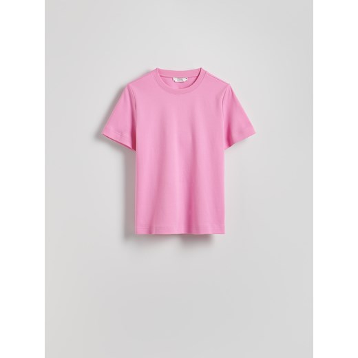 Reserved - T-shirt regular z merceryzowanej bawełny - pastelowy róż ze sklepu Reserved w kategorii Bluzki damskie - zdjęcie 183826527