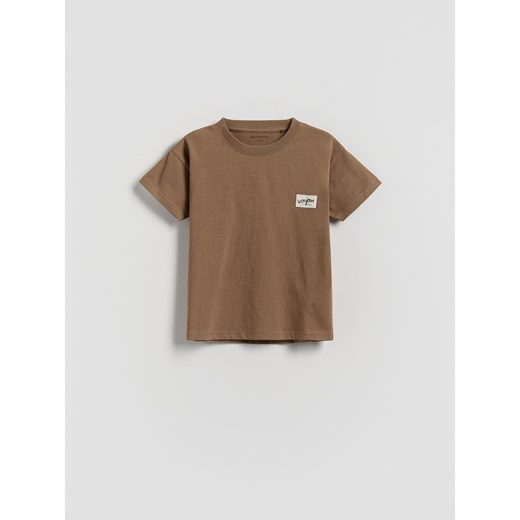 Reserved - Bawełniany t-shirt - brązowy ze sklepu Reserved w kategorii T-shirty chłopięce - zdjęcie 183826668