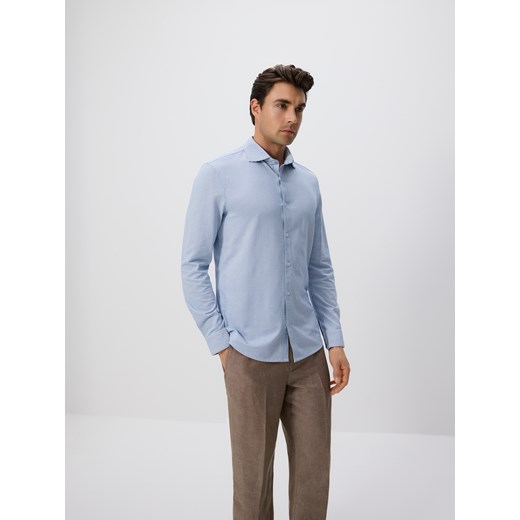 Reserved - Prążkowana koszula slim fit - jasnoniebieski ze sklepu Reserved w kategorii Koszule męskie - zdjęcie 183829479