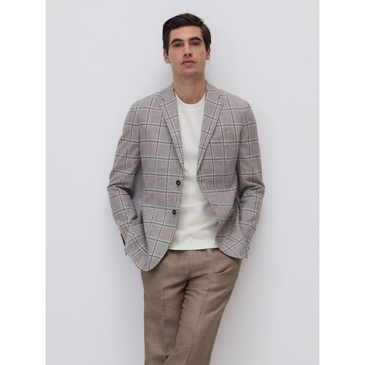 Reserved - Marynarka slim fit z lnem - beżowy ze sklepu Reserved w kategorii Marynarki męskie - zdjęcie 183829746
