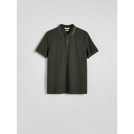 Reserved - Polo z merceryzowanej bawełny - oliwkowy ze sklepu Reserved w kategorii T-shirty męskie - zdjęcie 183829938