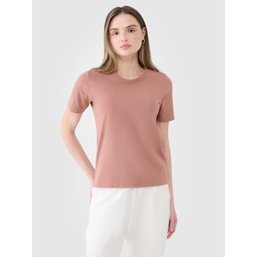 Damski t-shirt basic 4F 4FWSS25TTSHF1991 - beżowy ze sklepu Sportstylestory.com w kategorii Bluzki damskie - zdjęcie 183830809