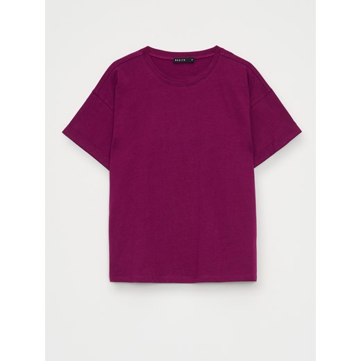 Mohito - Bawełniany ciemnofioletowy t-shirt - ciemny fiolet ze sklepu Mohito w kategorii Bluzki damskie - zdjęcie 183831569