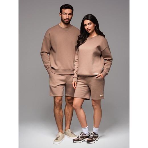 Dresowy zestaw dla par UNISEX bluza + szorty - brązowy V16 Z108 ze sklepu ombre w kategorii Komplety i garnitury damskie - zdjęcie 183834665
