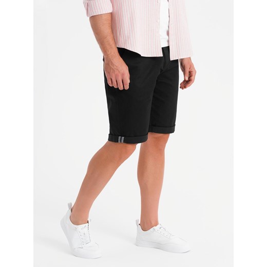 Klasyczne męskie szorty chino z podwiniętą nogawką - czarne V9 OM-SRCS-0197 ze sklepu ombre w kategorii Spodenki męskie - zdjęcie 183834757