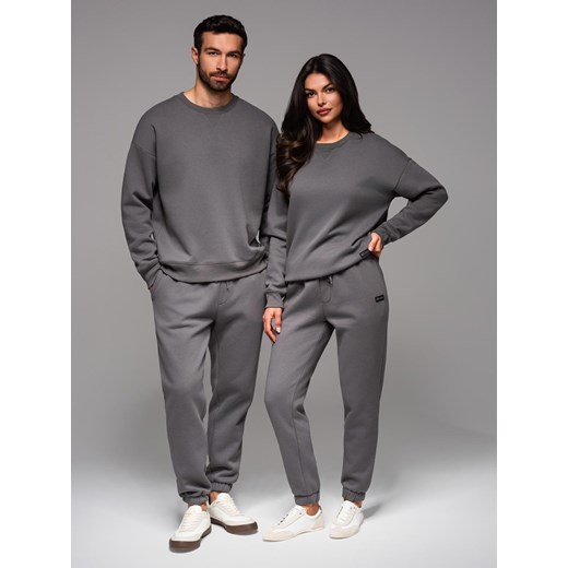 Komplet dresowy dla par UNISEX w stylu athleisure ze spodniami i bluzą - szary V18 Z109 ze sklepu ombre w kategorii Dresy męskie - zdjęcie 183834836