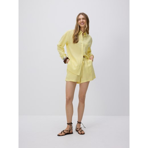Reserved - Koszula z lnem - żółty ze sklepu Reserved w kategorii Koszule damskie - zdjęcie 183835536