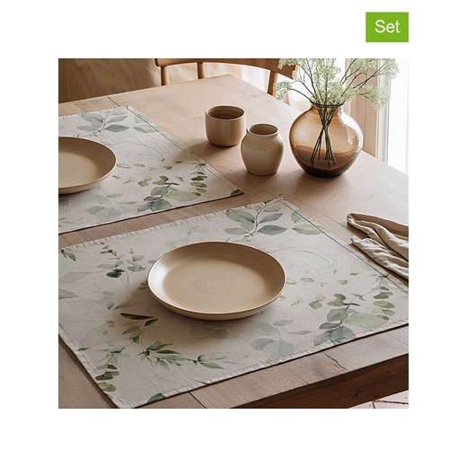 Mint Rugs Podkładki stołowe (2 szt.) &quot;Suria&quot; w kolorze kremowo-zielonym - 50 x 40 cm ze sklepu Limango Polska w kategorii Podkładki na stół - zdjęcie 183837828