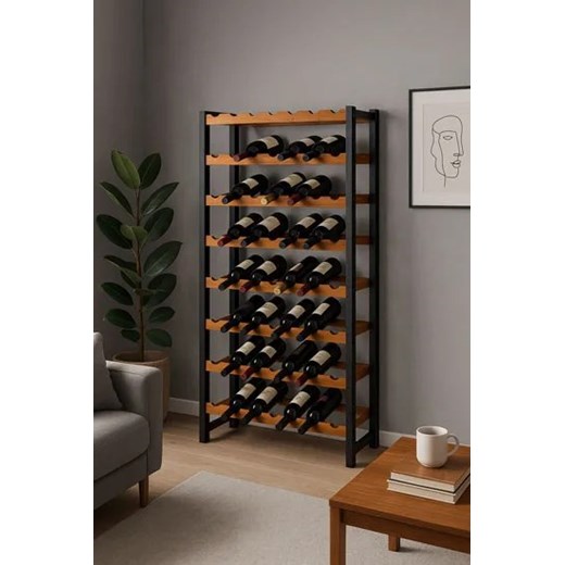 Drewniany regał na wino czarny + brąz - Bottle 7X Elior One Size Edinos.pl