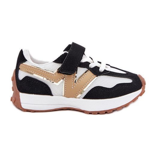 Sneakersy Dziecięce Na Rzep Biało-Czarne ze sklepu ButyModne.pl w kategorii Buty sportowe dziecięce - zdjęcie 183840556