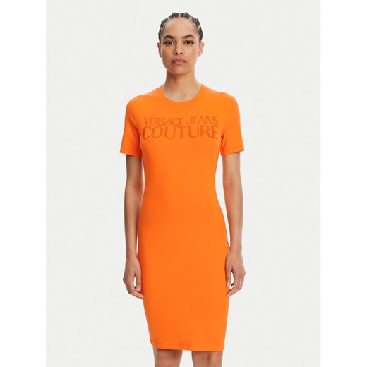 Versace Jeans Couture Sukienka codzienna 78HAOS04 Pomarańczowy Slim Fit ze sklepu MODIVO w kategorii Sukienki - zdjęcie 183842007