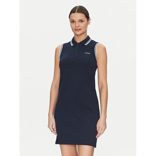 Guess Sukienka codzienna V5GK04 KCOK1 Granatowy Regular Fit ze sklepu MODIVO w kategorii Sukienki - zdjęcie 183842139